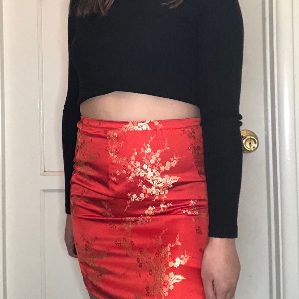 Brandy Melville Red Satin Skirt